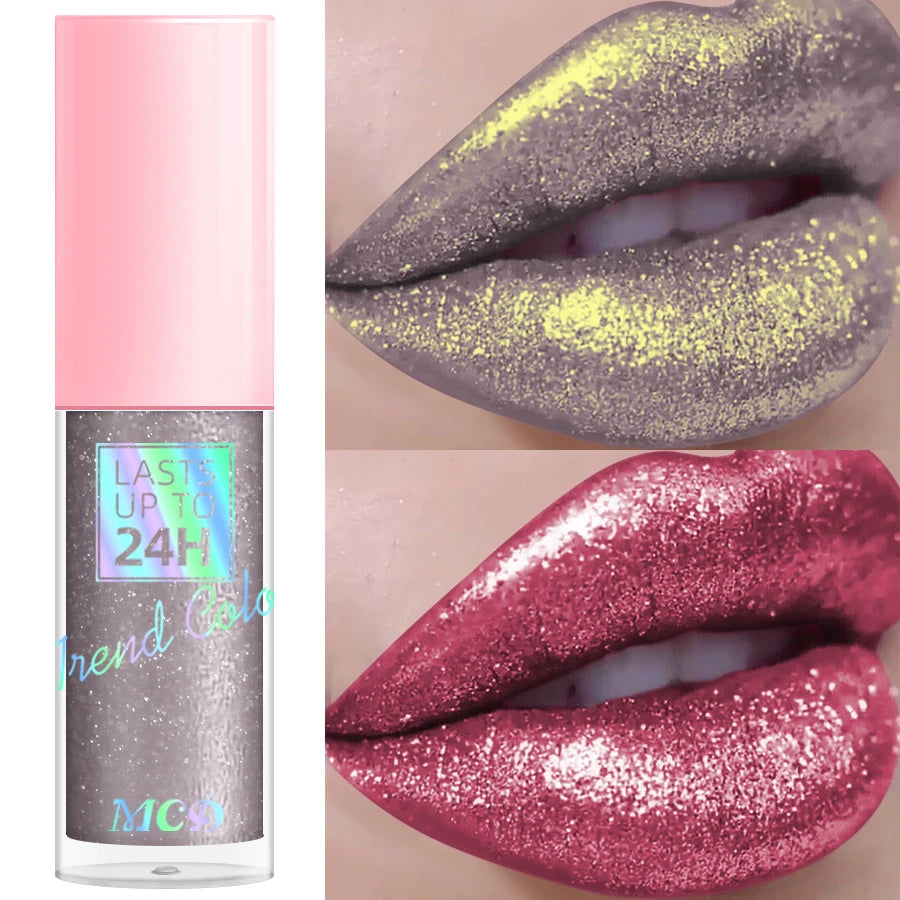 1PC Glitter Lip Gloss Long Lasting Waterproof Metallic Liquid Lipstick Pearl Shining High Pigment Lip Tint Korean Makeup Gifts