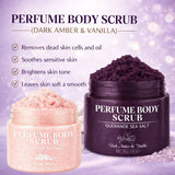 120g Sea Salt Perfume Exfoliating Body Scrub for Smooth Skin Body, Brighten Skin Tone,Amber & Vanilla Scent, Coral Rose Scent