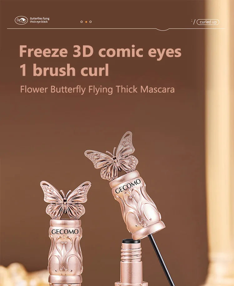 GECOMO Butterfly Flying Volume Mascara Curl Long-lasting Makeup Thin Brush Eyelash Primer Shape