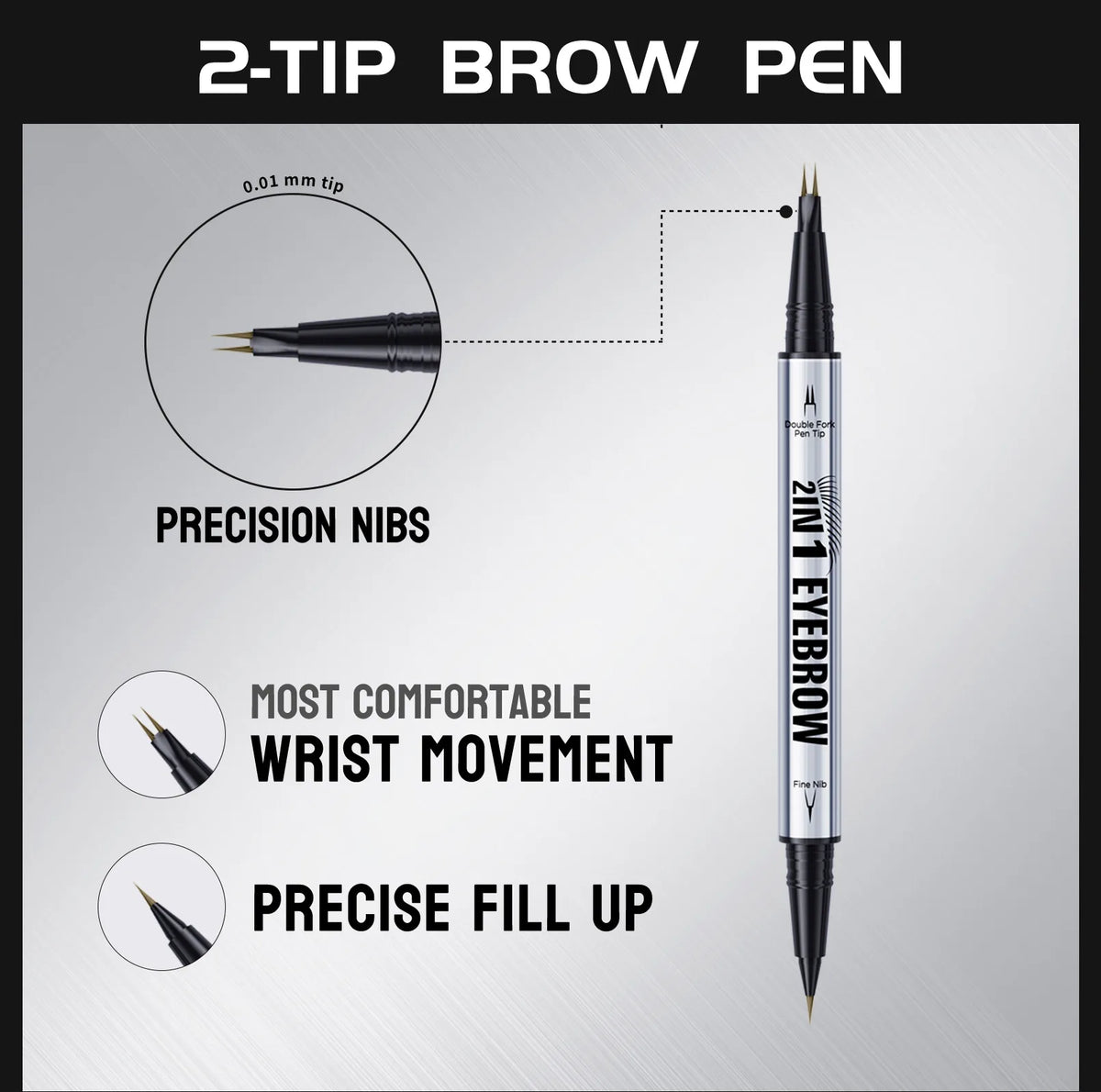 Natural Look Eyebrow Pencil Waterproof Sweat Proof Double Ended 2 in 1 Long Lasting Brow Definition Fill Shape