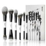 BEILI Dual-ended Makeup Brush Set Professional 12 Pcs Vegan Contour Foundation Powder Eyebrow Bronzer Brushes Cosmetics Kit