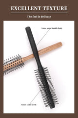 1pc Wood Handle Professional Salon Styling Drying Tool Round Hairdressing Curling Massage Roller Comb Special for real hair wigs