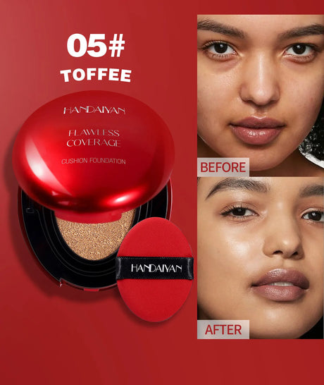 Long Wear Air Cushion Foundation Natural Finish Whitening Concealer Oil Free Makeup Base for Women Lightweight Cover