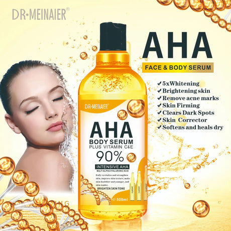500ML Vitamin C AHA HYALURONIC& NICOTINAMIDE Face Serum Moisturizing Lightening Body Cream