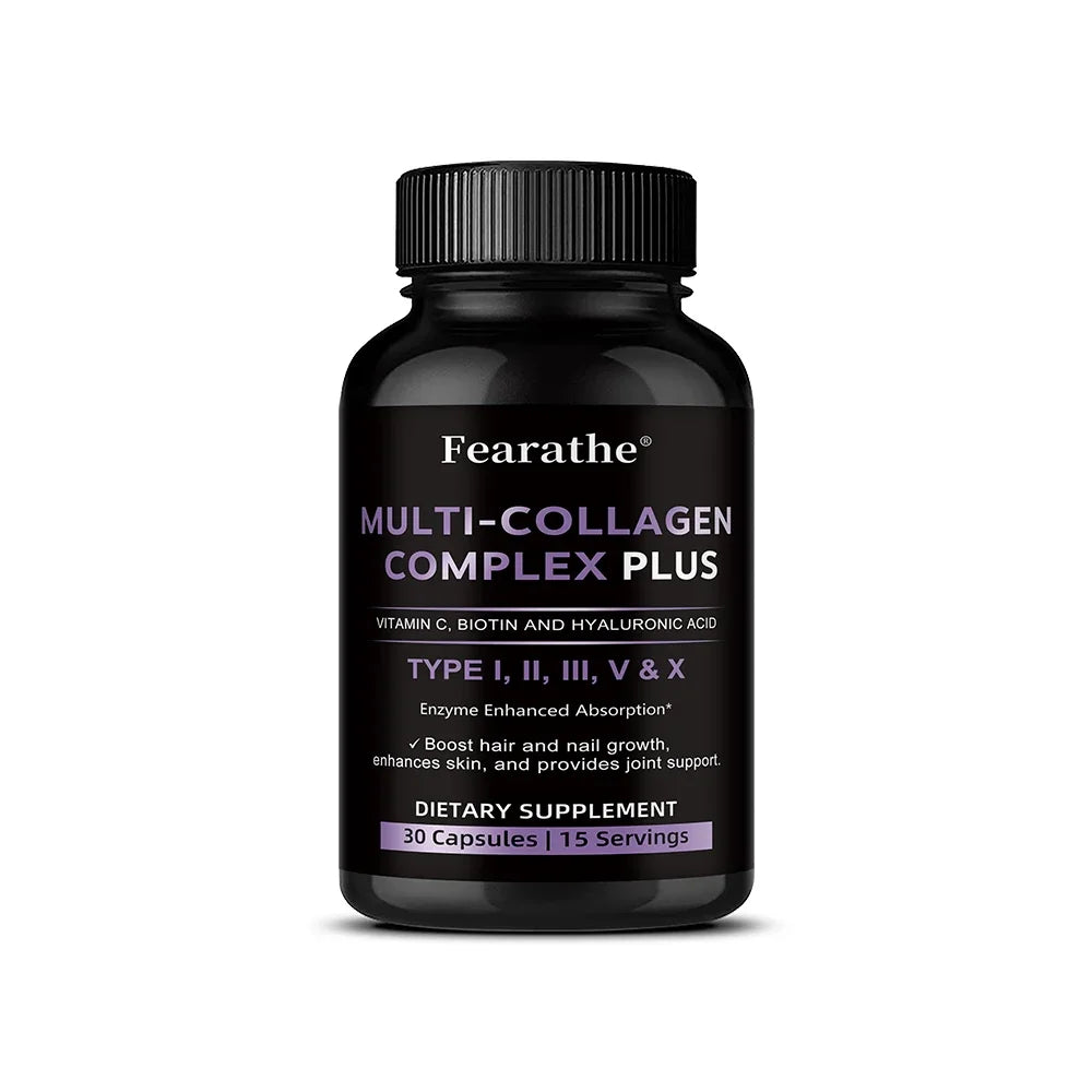 Multi Collagen Capsules, Type I/II/III/V/X Collagen, Biotin & Hyaluronic Acid, Support Skin Hair Nail Joint & Overall Wellness