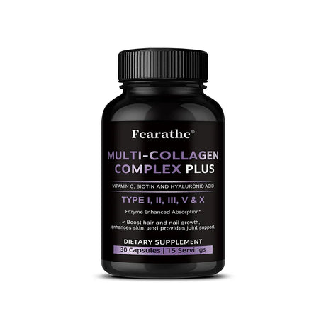 Multi Collagen Capsules, Type I/II/III/V/X Collagen, Biotin & Hyaluronic Acid, Support Skin Hair Nail Joint & Overall Wellness