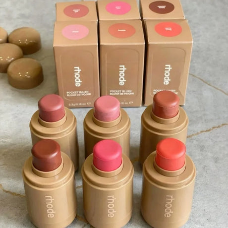 Popular Cosmetics Brand Rhode Pocket Blusher Stick Smooth Easy Apply Portable Lip Cheek Dual-use Rouge Cream Makeup Bubble Bag