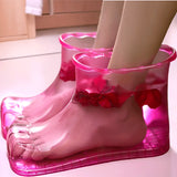 Portable Foot Spa Bath Basin - Plastic Water-Saving Foldable Design, Wearable Foot Soaking Shoes for Home Travel