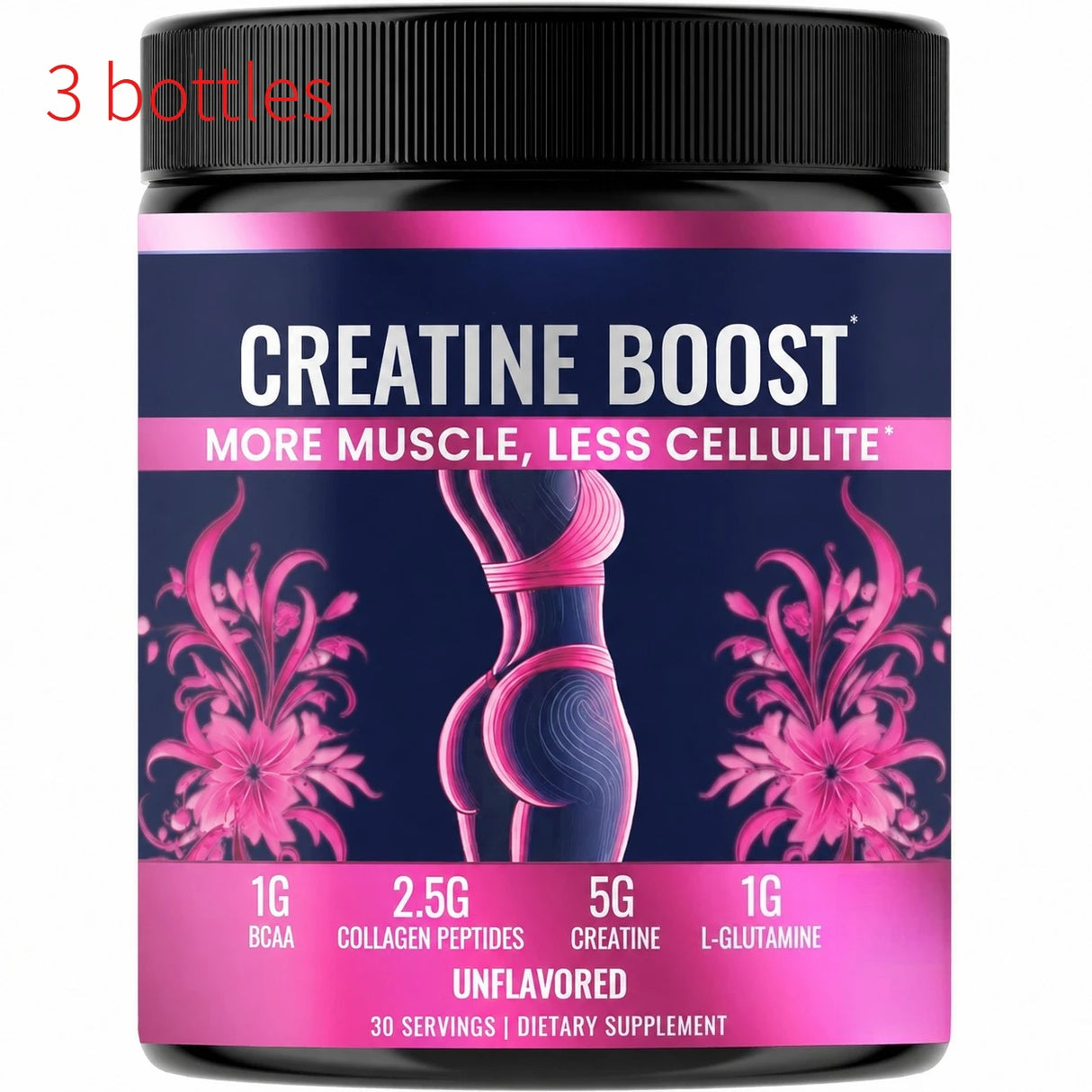 Creatine Powder for Women Booty Builder with Collagen Peptides BCAA L-Glutamine Unflavored Post-Workout Recovery Elasticity