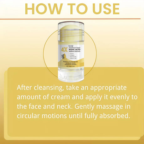 Kojic Acid Cream Stick, Evens Out Skin Tone, Eliminates Dark Spots and Dullness - Non-Greasy, Suitable for Both Men and Women - Whitening and Moisturizing Cream, for Day and Night Use - 50g