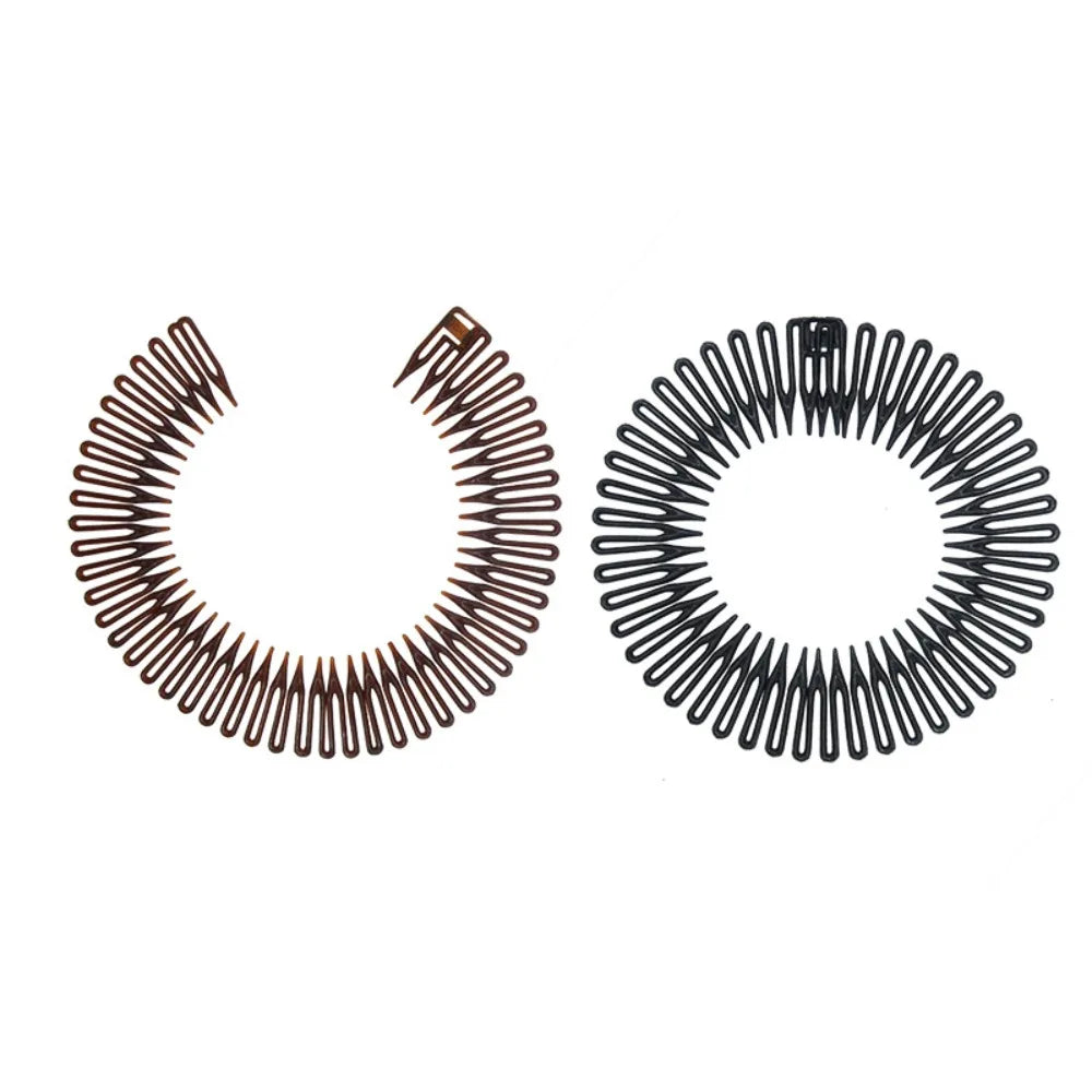 2Pcs Plastic Full Circle Stretch Diamond Flexible Comb Teeth Headband Hair Band Clip Face Wash Fixed Hair Accessories Non-Slip