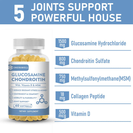 Glucosamine Chondroitin MSM - Supports Joint Health, Relieves Pain, Improves Joint Flexibility, and Enhances Immunity