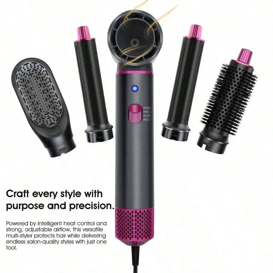1 Set 5 In 1 Multifunctional Hair Dryer Styling Hot Air Brush Set For Women Girls Home Salon Travel Daily Use Birthday Mother's Day Christmas Holiday Gift Hair Drying Curling Straightening Volumizing Tool Hair Dryer Styling H