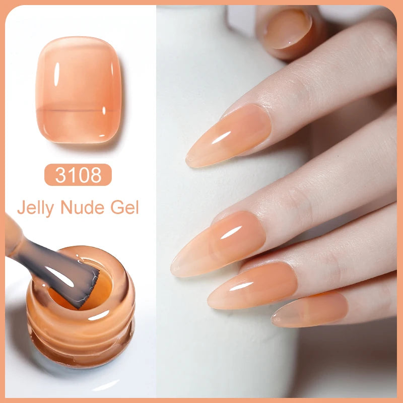 Clou Beaute Translucent Jelly Nude Pink Nail Gel Polish 15ml Vernis Semi Permanent Gel Colorful Varnish Nail Art Manicure Gel