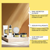 Snail Mucin Skincare Set-Complete 4-Step Glow Routine,Natural Snail Mucin Power&Hydration Barrier,Hydrogel Eye Mask Relief,Gift Packaging