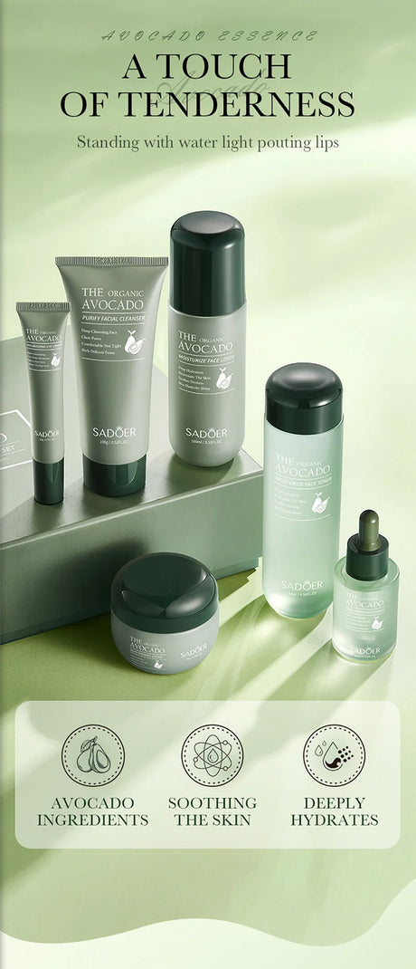 Avocado Skincare 6-Piece Set Includes Nourishing And Moisturizing Eye Cream, Face Cream, And Anti-Wrinkle Skincare Products.