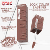 DUNUF Matte Velvet Lip Gloss, 3D Plumping & Waterproof, Square Tube Lipstick, Easy Application, 8 Shades (All-in-One)