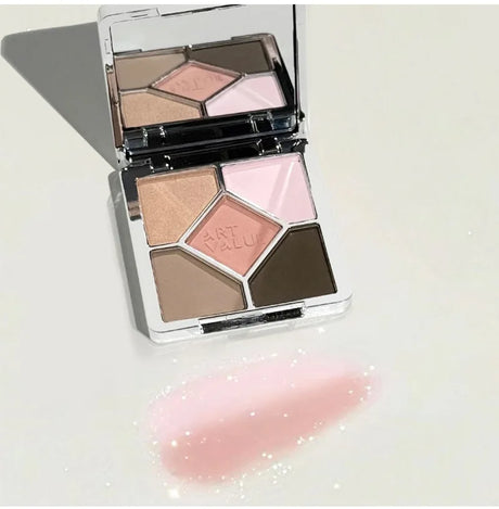 Eyeshadow Palette Blush Highlight Makeup Pearly Highgloss Shimmer Pink Brown Earth Color Fine Sequins Eye Shadow