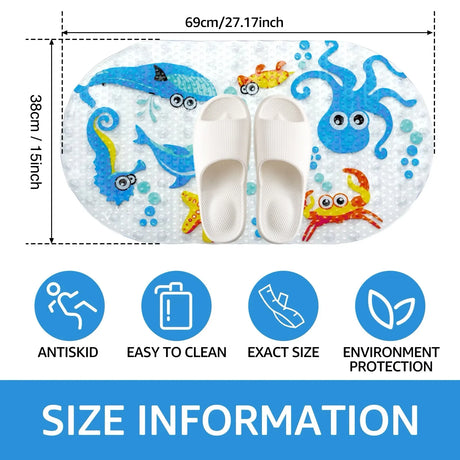 1pc Cartoon Non-slip Bath Mat with Suction Cups 38x69cm Shower Mats for Bathroom Kid's Bathtub Carpet Bath Mat Bathroom Rug