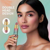 Butter Glow & Go Multiuse Stick Double-Headed Bronzer Blush Stick for Cheeks Contours Light Glossy Bronze&Pink Blusher Cosmetics