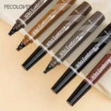 5 Colors Liquid Eyebrow Pen, Long Lasting Eyebrow Tattoo Pen, 4-splitted Head Eyebrow Tint Pen , Gray Brown Eyebrow Makeup