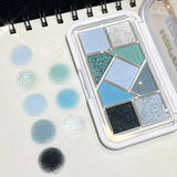 Mint diffuse pink blue small pink frame nine-color eyeshadow palette low saturation clear mint green pearl matte gentle pure des
