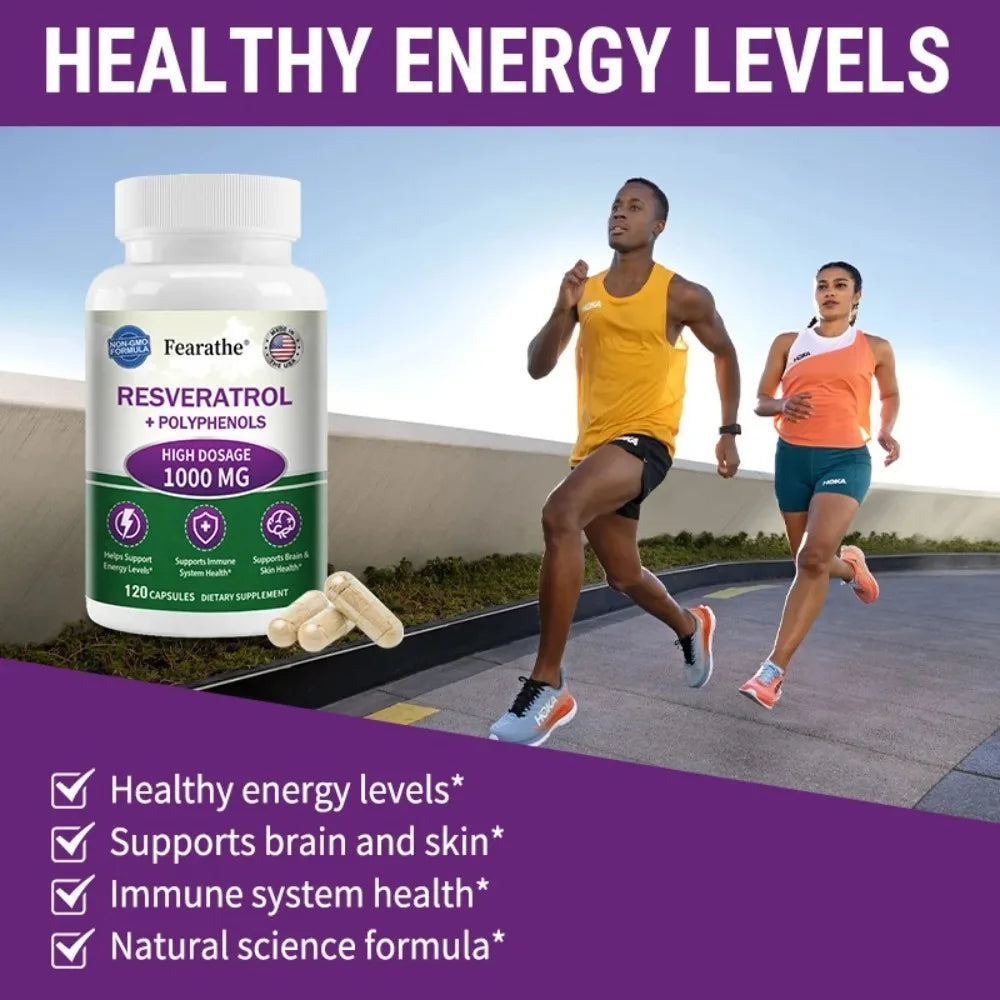 Resveratrol Supplement Capsules, Anti-aging, Antioxidant, Cardiovascular & Joint Support, Skin Health