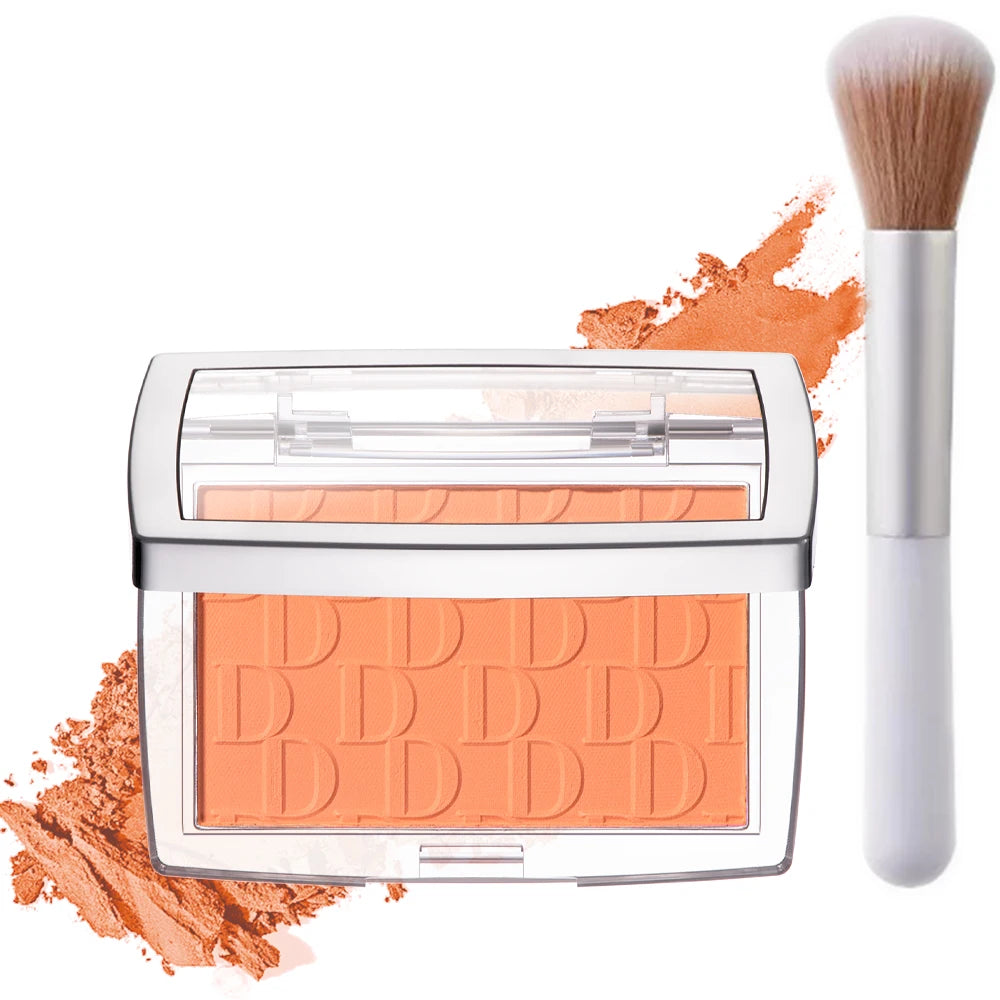 Matte Embossed Blush Palette High Pigmented Pink Coral Cheek Blush Powder With Professional Makeup Brush