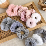 7/Pcs/Set Hair Rope Autumn Winter Furry Head Rope Headband for Woman Girls Fashion Sweet Hair band Tie Ponytail Rubber Band Gift