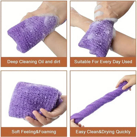 African Exfoliating Sponges Towel Mesh Bath Scrub Washcloth Double Side Wash Bath Loofah for Smooth Skin Back Shower Scrubb