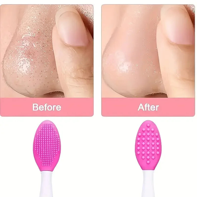 1PC/4PCS Beauty Skin Care Wash Face Silicone Brush Exfoliating Nose Clean Blackhead Removal Brushes Tools With Replacement Head
