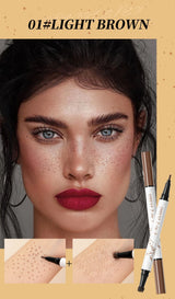 QIBEST Double-end Freckles Stamp Pen Makeup 2-IN-1 Freckle Seal Waterproof Face Concealer Contour Natural Brown Freckle Cosmetic