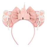 2026 Disney Trip Mickey Ears Headband For Girls Sequin Castle Bow Hairband Cartoon Character Cosplay Hair Accessories Kids Party