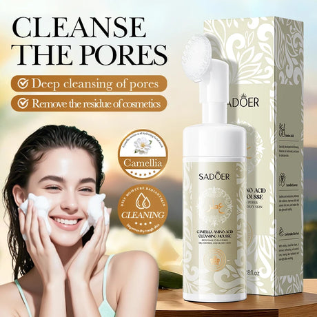 SADOER Vitamin C Facial Cleanser Deep Cleansing Face Wash Foam Moisturizing Whitening Face Wash Massage Cleansing Foam Skin Care