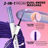 QIBEST Double Headed Diamond Glitter Mascara Long Lasting Colored Mascara Eyelashes Pink Blue Red Voluminous Waterproof Mascara