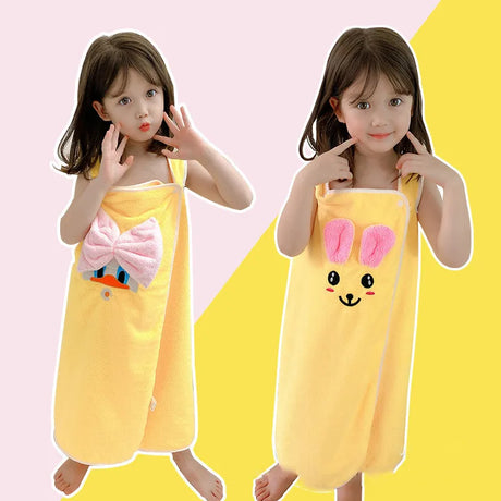 Children's bath towel, bathrobe, Wrap shower skirt Super soft children's absorbent beach towel suitable for 3-1 4year old girls