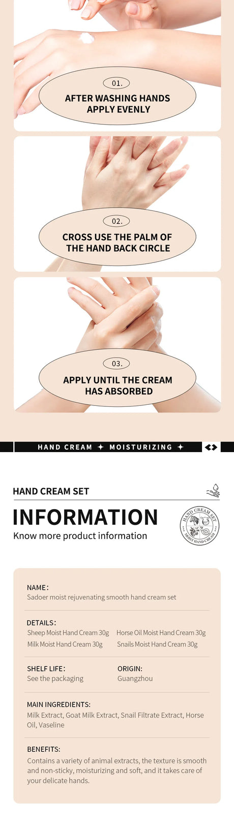 5pcs Hand Cream Gift Set – Infused with Goat Milk & Nourishing Oils for Deep Moisture and Restorative Care, 30g Squeeze Tubes