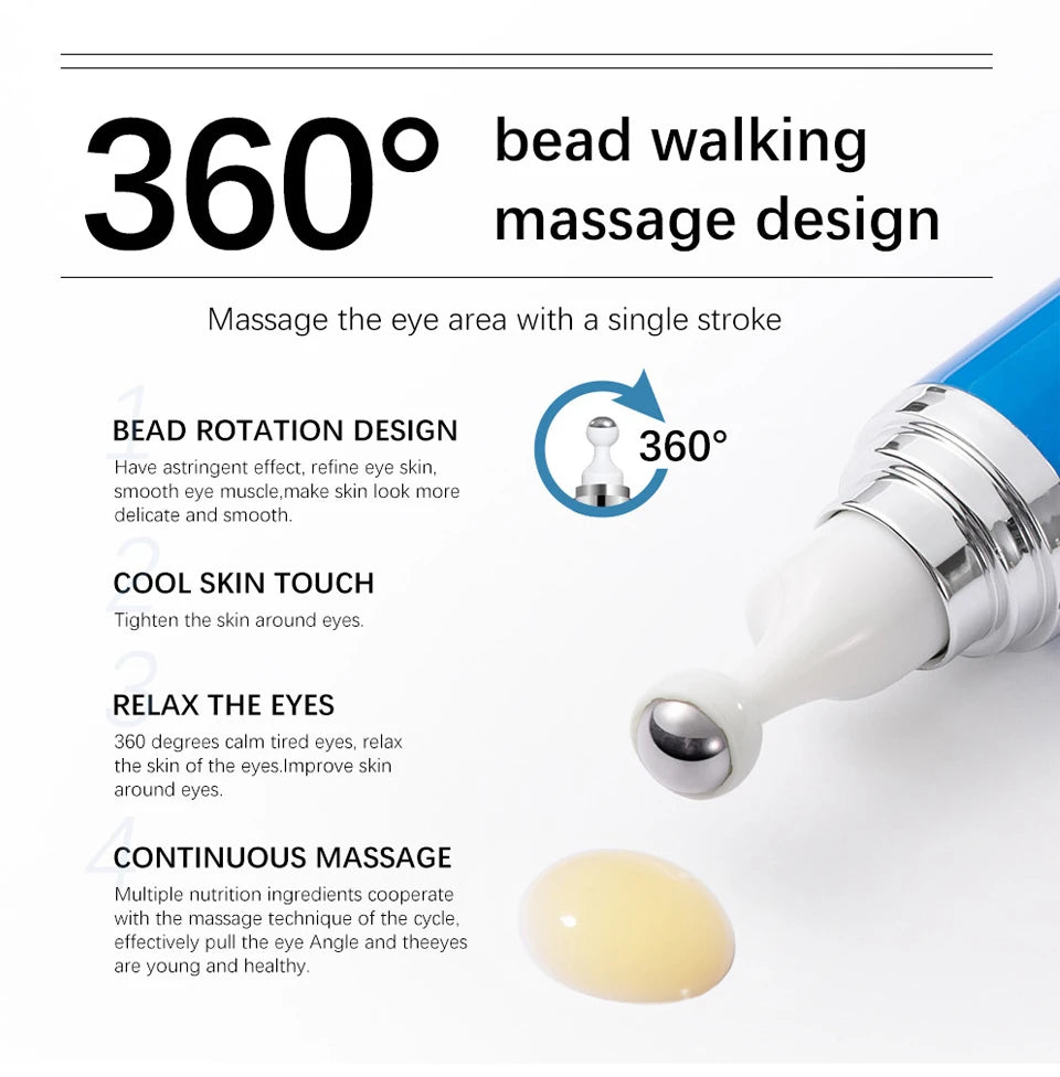 Anti-Wrinkle Eye Serum 5% Caffeine Eye Cream Eye Roller Ball Cream For Dark Circles Fades Fine Lines Remove Eye Bags 15ml