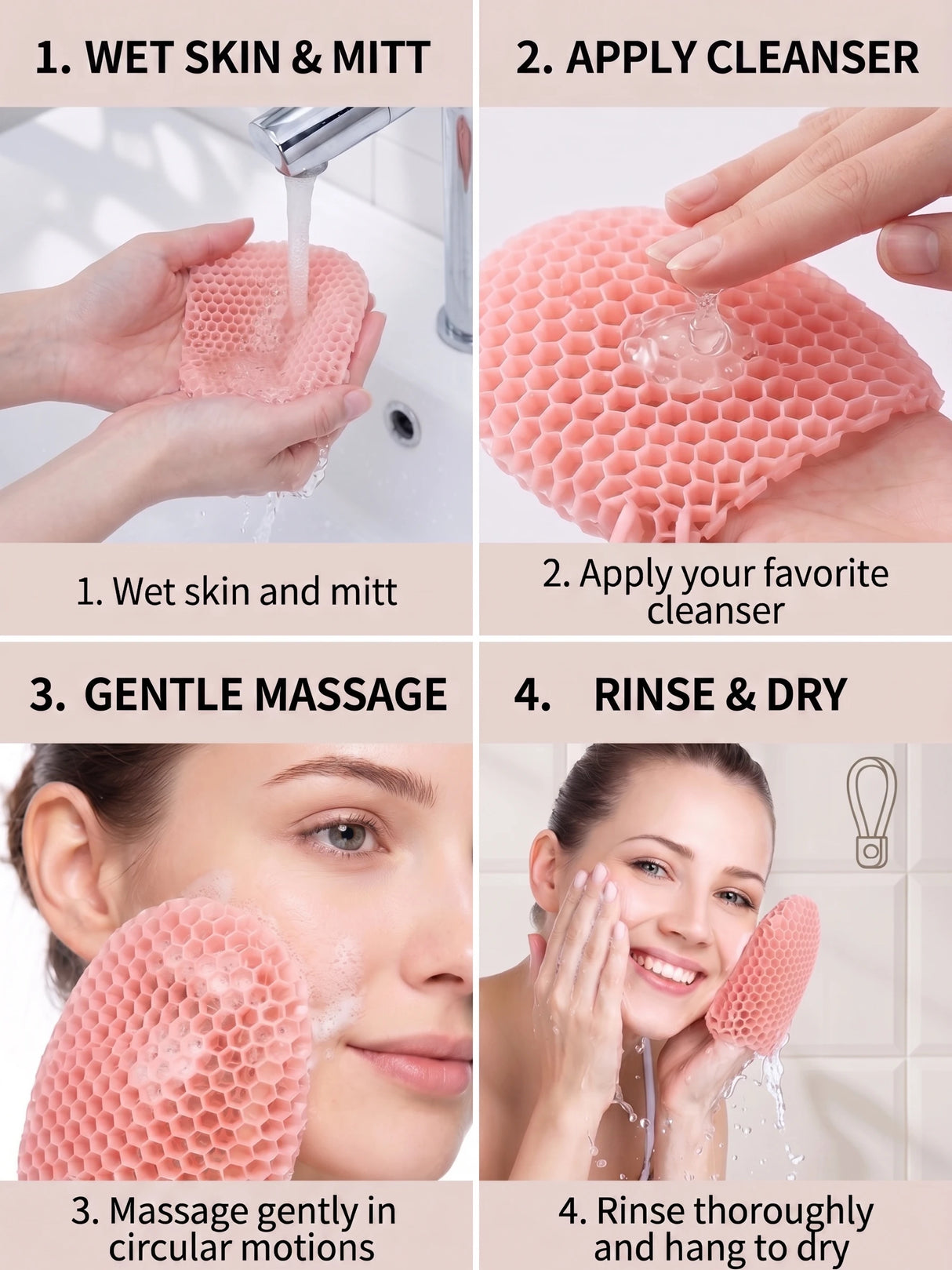 Exfoliating Bath Glove Honeycomb Body Scrubber Deep Cleansing Shower Mitt Soft Massage Sponge for Dead Skin Removal