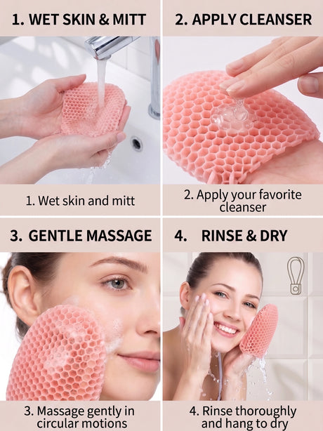 Exfoliating Bath Glove Honeycomb Body Scrubber Deep Cleansing Shower Mitt Soft Massage Sponge for Dead Skin Removal