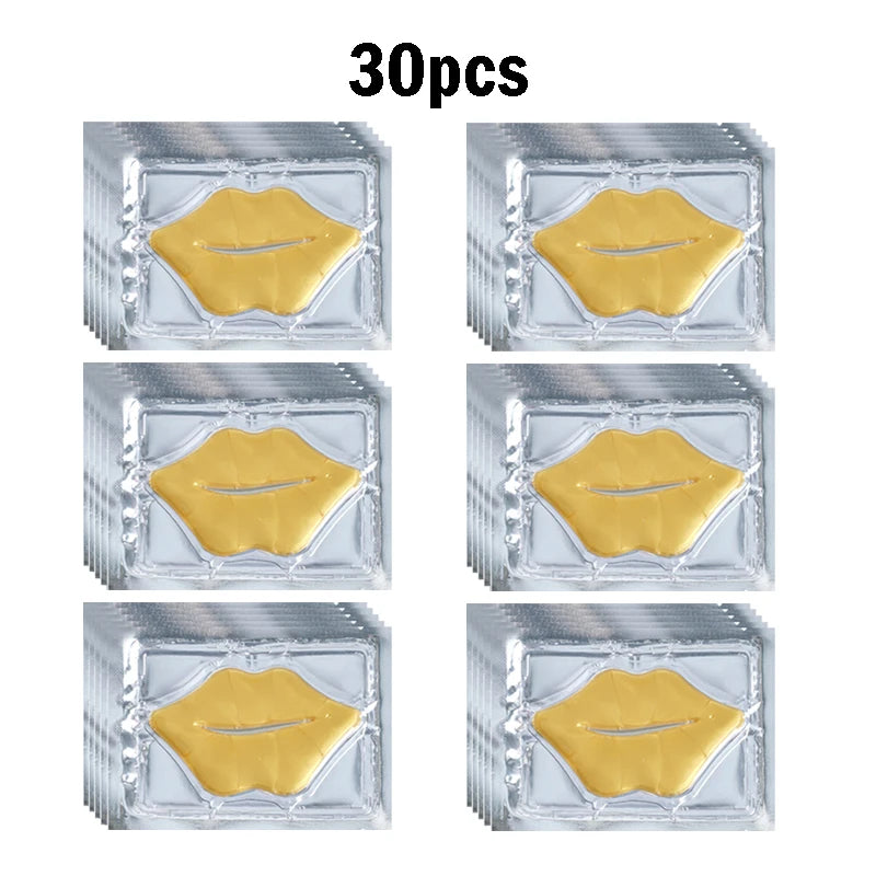 5/10/20/30pcs Pink Gold Crystal Collagen Lip Mask Plump Lips Moisturizing Nourishing Lip Patches Lips Plumper Skin Care Products
