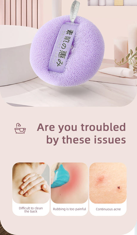 Shower Loofah Bath Sponge With Hanging Rope Exfoliating Soft Mesh Body Scrubber Rich Lather 3D Knit Design For Smooth Skin