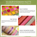 99 Color Rainbow Eye Makeup Plate Professional Matte Flash Plate Durable Eye Shadow Plate Suitable for Gifts to Women Cosmetics