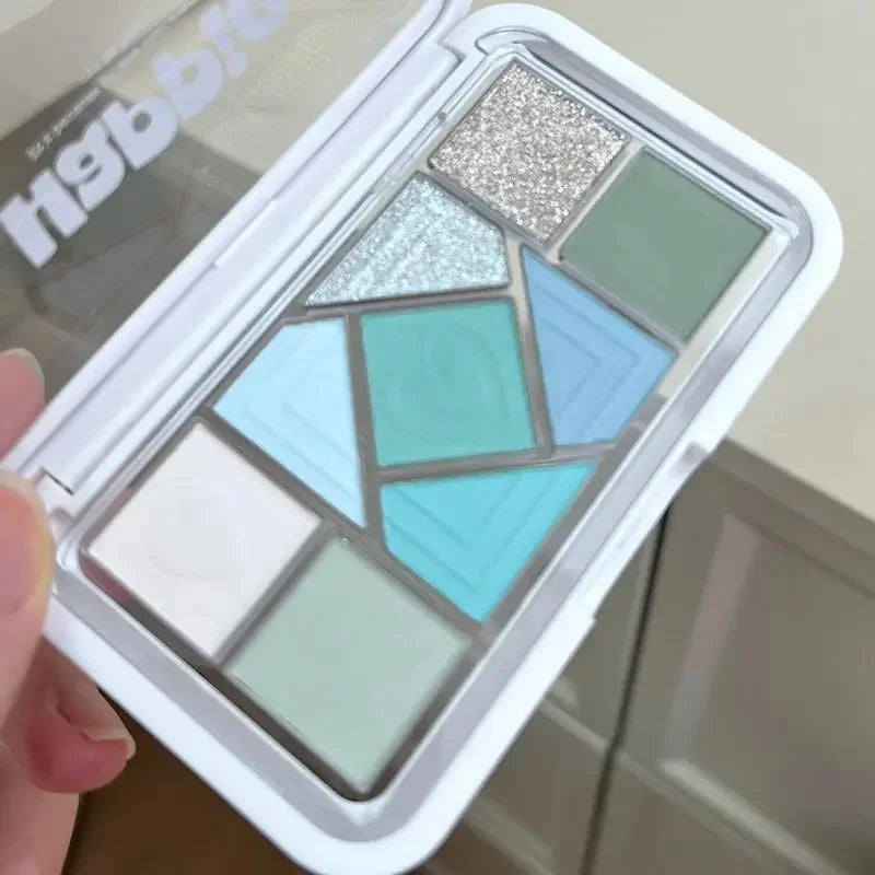 Mint diffuse pink blue small pink frame nine-color eyeshadow palette low saturation clear mint green pearl matte gentle pure des