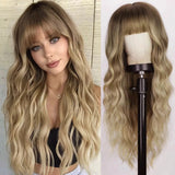 Synthetic wig high temperature fiber long curly hair with bangs soft hair wigs for women