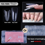 180pcs New Sandwich Nail Extension Mold Interlayer Dual Nail Forms Easy To Shape Oval/Coffin Mixed 15 Size Prolong Tool Manicure