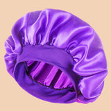 1Pc Women Wide Brim Satin Bonnet, Solid Color Waterproof Shower Cap Soft Silk Hair Protection Hat