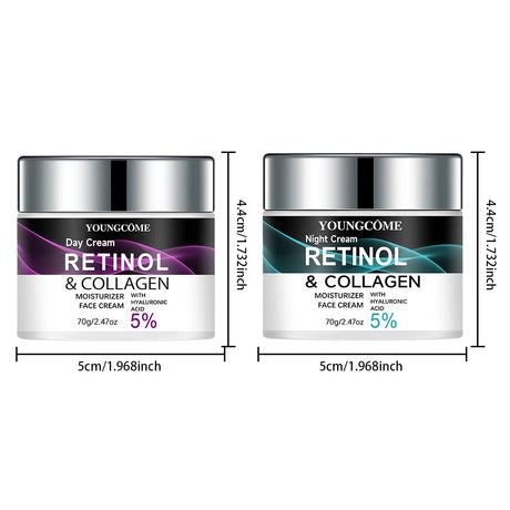 Retinol & Collagen Day Night Moisturizer with Hyaluronic Acid - Hydrating Face Cream for Tender Skin | All Skin Types Organic Fo