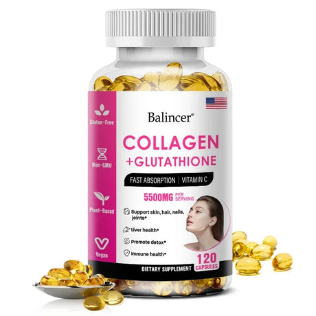 Glutathione Collagen Capsules, Antioxidant, Skin Whitening, Deeply Nourish Skin, Hair & Nails, Support Anti-Aging & Joint Health