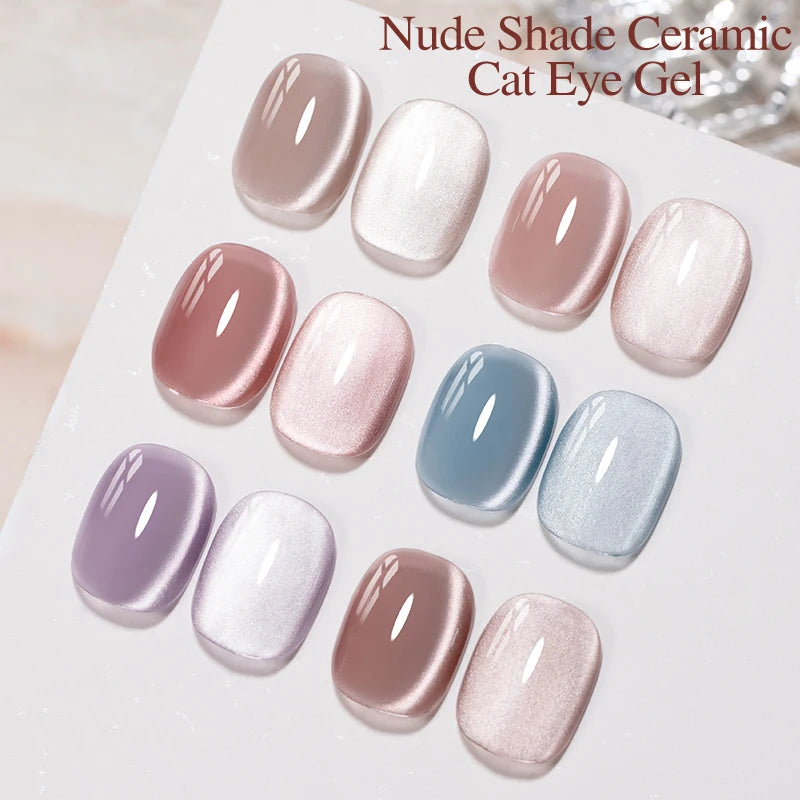 PUENTE 7.5ML Nude Shade Moonlight Cat Magnetic Gel Nail Polish Ultra-Bright Cat Eye Soak Off UV Semi-Permanent Varnish Manicure